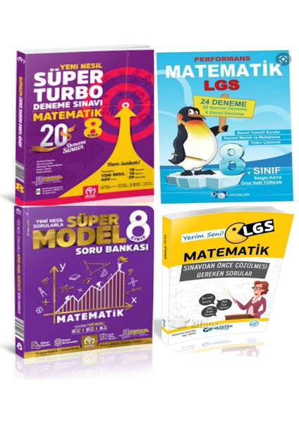 Model Eğitim Yayıncılık 8. Sınıf Matematik Turbo Deneme ve Soru Bankası +Yerim Seni Matematik ve 24'lü Branş Denemeleri