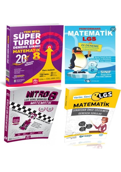 8. Sınıf Matematik Turbo Deneme+Nitro Soru Bankası+Yerim Seni Matematik ve 24'lü Branş Denemeleri