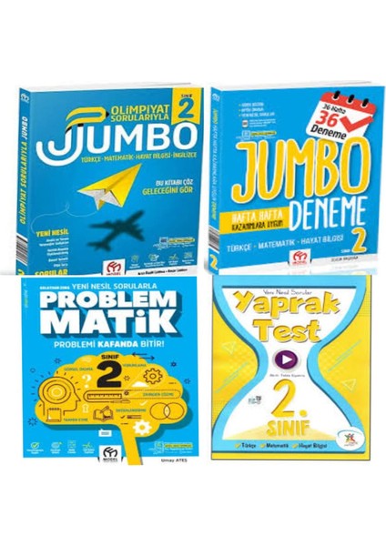 2. Sınıf Olimpiyat Sorularıyla Jumbo Soru Bankası ve Tüm Dersler Deneme+Kolaydan Zora Yeni Nesil Sorularla Problemmatik ve Tüm Dersler Yaprak Test