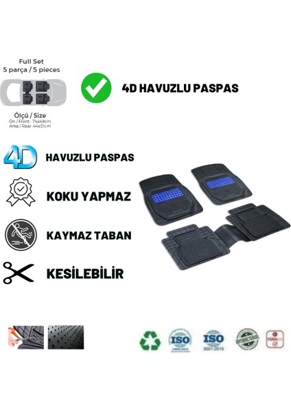 Uno 1998 Yeni Ürün Havuzlu Üniversal Paspas Mavi