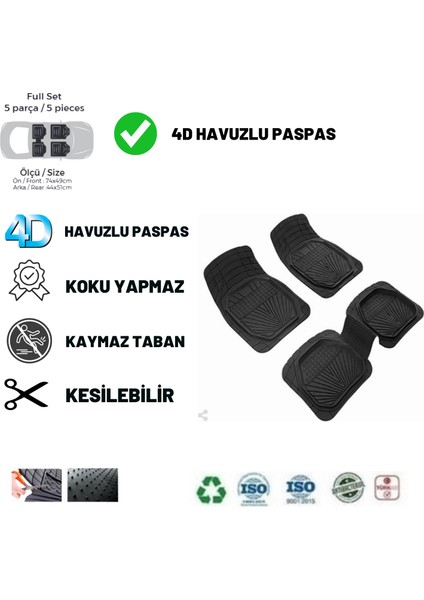 Opel Corsa B 1998 Yeni Ürün Havuzlu Üniversal Paspas Siyah