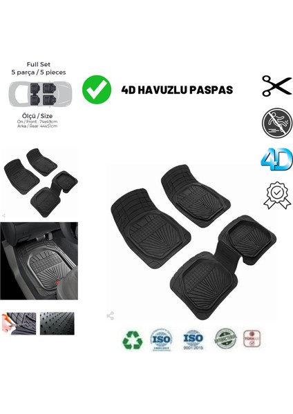 Opel Corsa B 1998 Yeni Ürün Havuzlu Üniversal Paspas Siyah