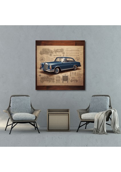 Klasik Mercedes Ozalit Duvar Tablosu - Mercedes, Kanvas Tablo, Vintage Ozalit, Nostalji, 30X30 modelleri
