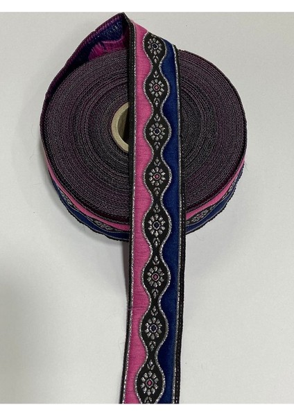 Desenli Dokuma Bordür Simli Kurdele (25MM Genişlik - 10MT Uzunluk)