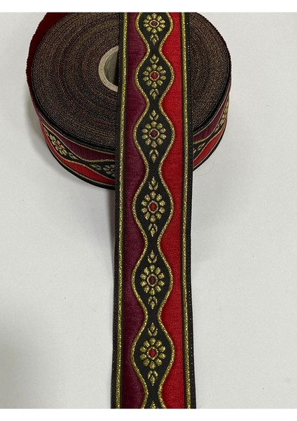 Desenli Dokuma Bordür Simli Kurdele (35MM Genişlik - 10MT Uzunluk)