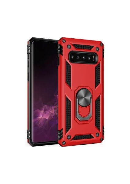 Samsung Galaxy S10 Plus Çift Katmanlı ve Yüzüklü Tam Koruma Vega Premium Kılıf