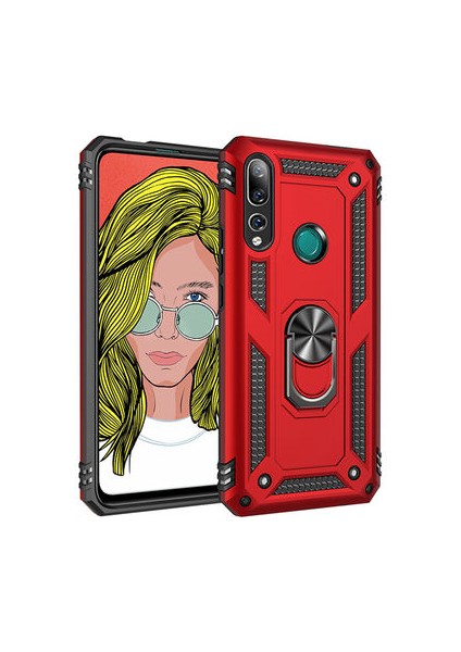 Huawei Y9 Prime 2019 Çift Katmanlı ve Yüzüklü Tam Koruma Vega Premium Kılıf