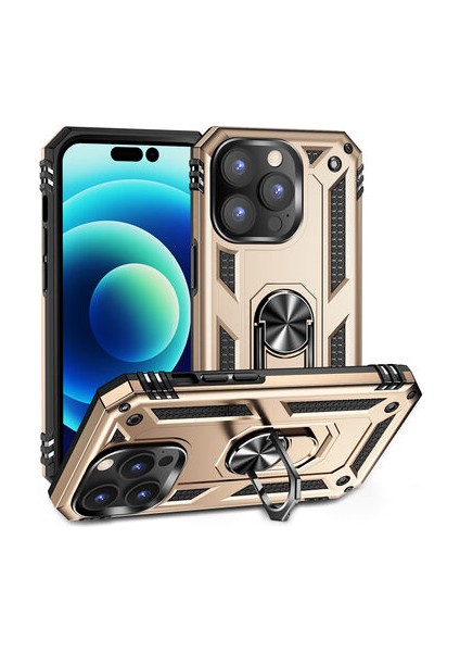 iPhone 14 Pro Max Çift Katmanlı ve Yüzüklü Tam Koruma Vega Premium Kılıf