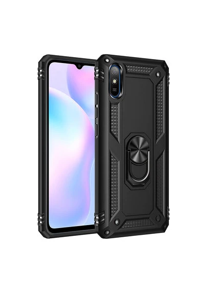 Redmi 9A Çift Katmanlı ve Yüzüklü Tam Koruma Vega Premium Kılıf