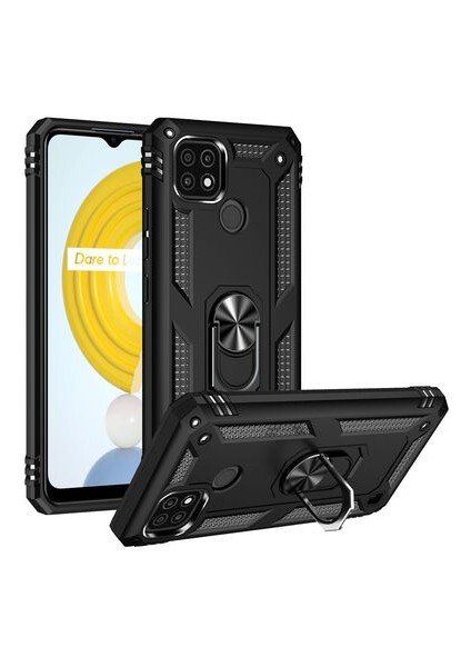Realme C21 Çift Katmanlı ve Yüzüklü Tam Koruma Vega Premium Kılıf