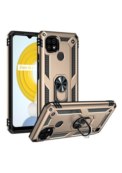 Realme C21 Çift Katmanlı ve Yüzüklü Tam Koruma Vega Premium Kılıf
