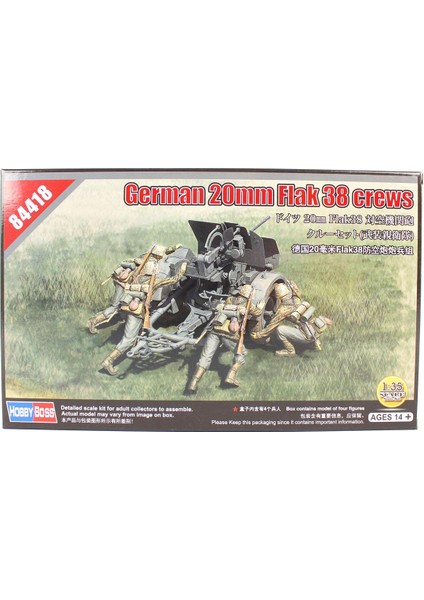 Hobbyboss 84418 1/35 Ölçek Alman 20MM Flak 38 Topçuları, Plastik Model Kiti