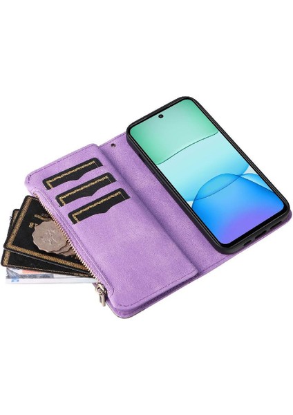 Kart Yuvası Standı Iki Renkli Dikiş ile Xiaomi Redmi 13 4g Için Kılıf (Yurt Dışından)