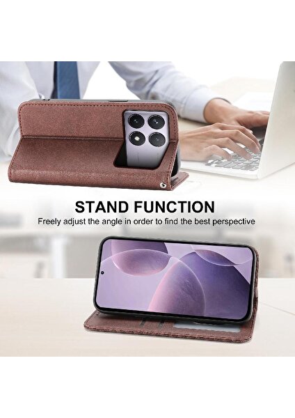 Manyi Mall Xiaomi Poco F6 Pro 5g Için Flip Case Standı Cüzdan El Kayışı Eşkenar Dörtgen Şekli (Yurt Dışından)