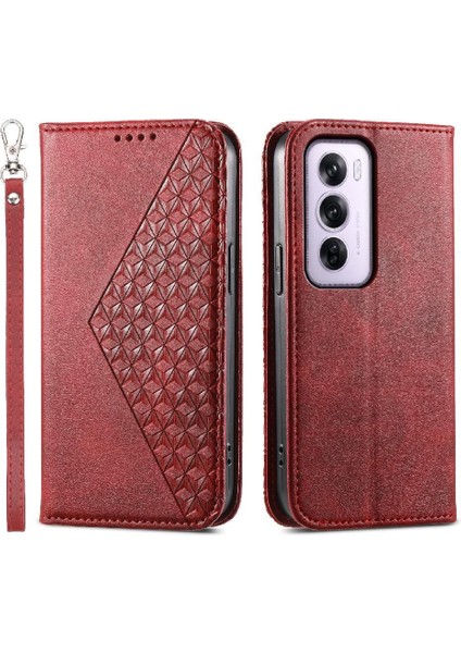 Oppo Oppo 12 Pro 5g Için Flip Case Standı El Kayışı Eşkenar Dörtgen Şekli Günlük Kullanım (Yurt Dışından)