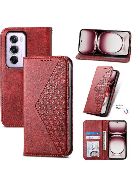 Oppo Oppo 12 Pro 5g Için Flip Case Standı El Kayışı Eşkenar Dörtgen Şekli Günlük Kullanım (Yurt Dışından)