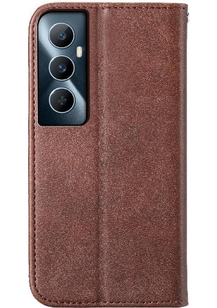 Realme C65 Eşkenar Dörtgen Şekli Günlük Kullanım Için Flip Case El Kayışı Standı Cüzdan (Yurt Dışından)