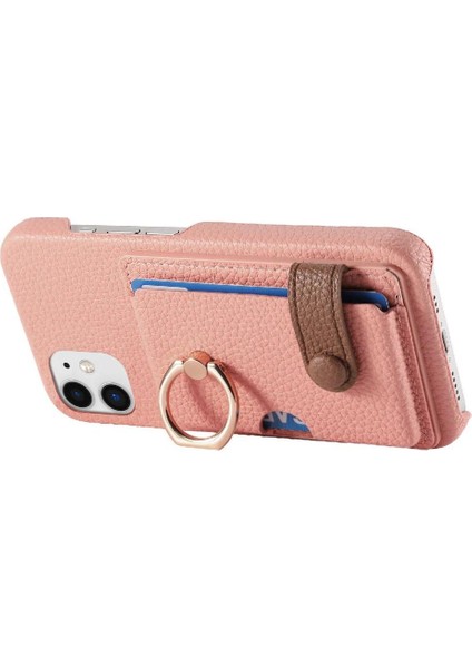 IPhone 12 Mini Kart Yuvaları Premium Dokulu Deri Halka Standı (Yurt Dışından)