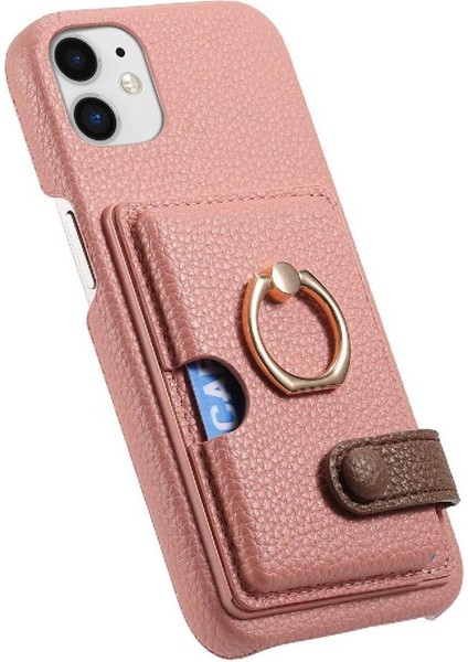 IPhone 12 Mini Kart Yuvaları Premium Dokulu Deri Halka Standı (Yurt Dışından)