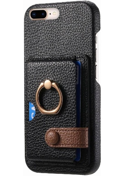 IPhone 7 Için Kılıf Artı/8 Artı Premium Dokulu Deri Kart Yuvaları Halka (Yurt Dışından)