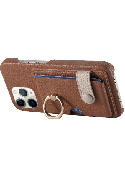 IPhone 11 Için Kılıf Pro Max Kart Yuvaları Premium Dokulu Deri Halka Standı (Yurt Dışından)