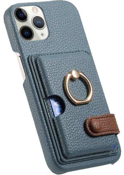 IPhone 11 Için Kılıf Pro Premium Dokulu Deri Kart Yuvaları Halka Standı (Yurt Dışından)