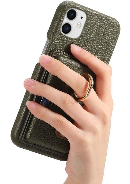 IPhone 11 Premium Dokulu Deri Halka Standı Kart Yuvaları Için Kılıf (Yurt Dışından) fiyatları