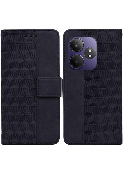 Realme Gt 6 Cüzdan Kapak Için Flip Case Kickstand Özelliği Geometrik Flip Pu (Yurt Dışından)