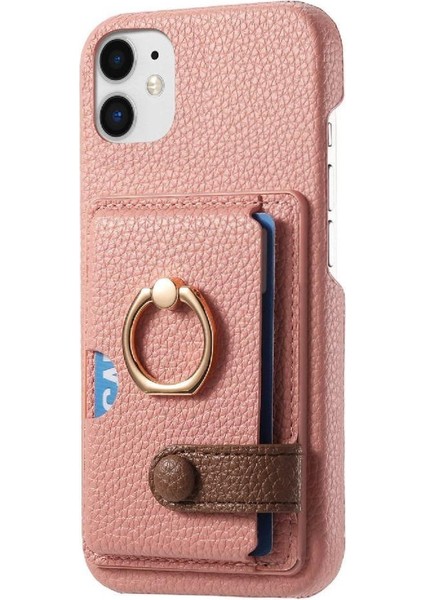 IPhone 11 Premium Dokulu Deri Halka Standı Kart Yuvaları Için Kılıf (Yurt Dışından) indirimleri