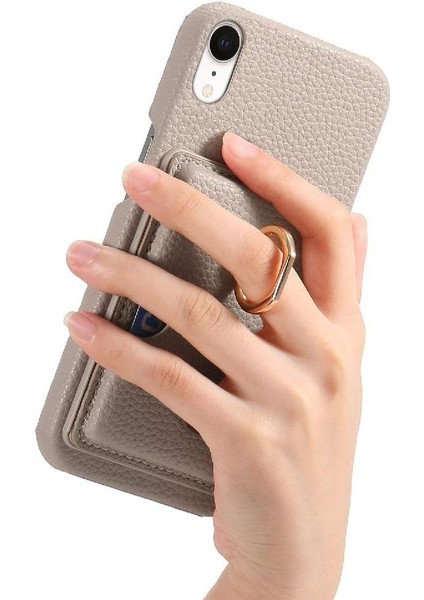 IPhone Xr Kart Yuvaları Premium Dokulu Deri Halka Standı (Yurt Dışından) fırsatları