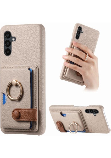 Samsung Galaxy A24 Kart Yuvaları Halka Standı Premium Dokulu Deri (Yurt Dışından)