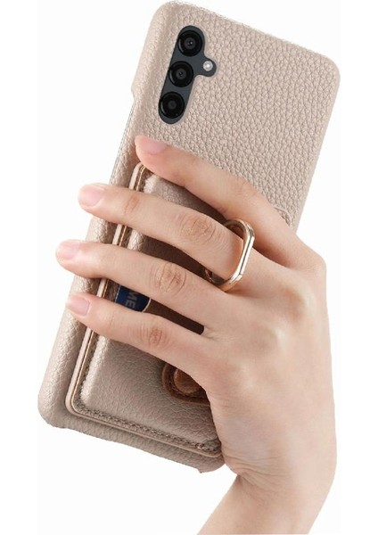 Samsung Galaxy A24 Kart Yuvaları Halka Standı Premium Dokulu Deri (Yurt Dışından)