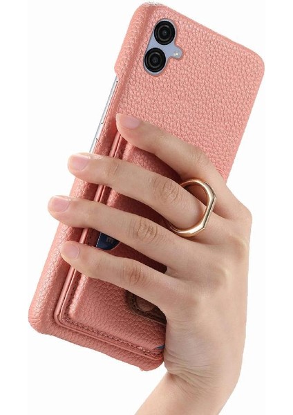 Samsung Galaxy A04E Premium Dokulu Deri Yüzük Standı Kart Yuvaları (Yurt Dışından) fırsatları