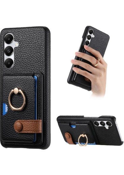 Samsung Galaxy A35 Halka Standı Premium Dokulu Deri Kart Yuvaları (Yurt Dışından)