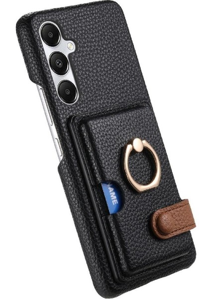 Samsung Galaxy A35 Halka Standı Premium Dokulu Deri Kart Yuvaları (Yurt Dışından)