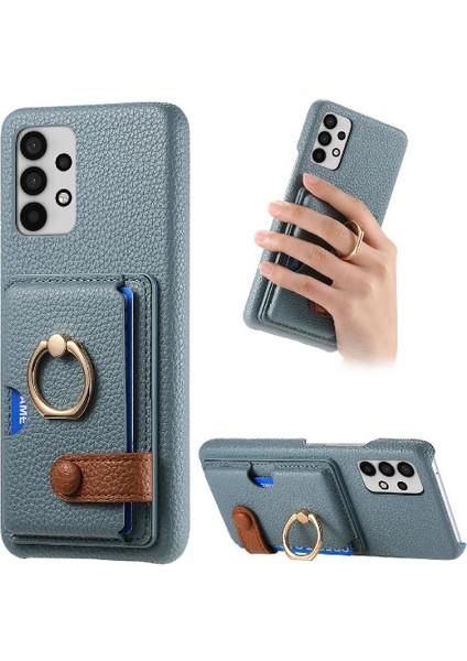 Samsung Galaxy A32 5g Premium Dokulu Deri Kart Yuvaları Halka (Yurt Dışından)