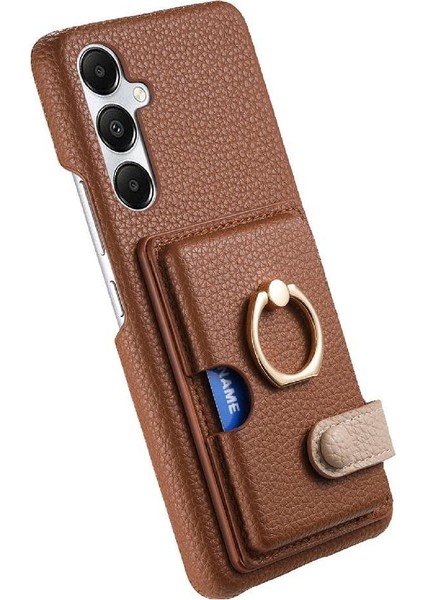 Samsung Galaxy A35 Halka Standı Premium Dokulu Deri Kart Yuvaları (Yurt Dışından)