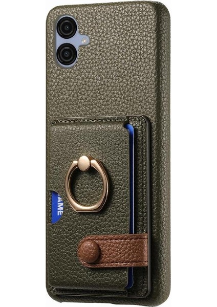 Samsung Galaxy A04E Premium Dokulu Deri Yüzük Standı Kart Yuvaları (Yurt Dışından) indirimleri