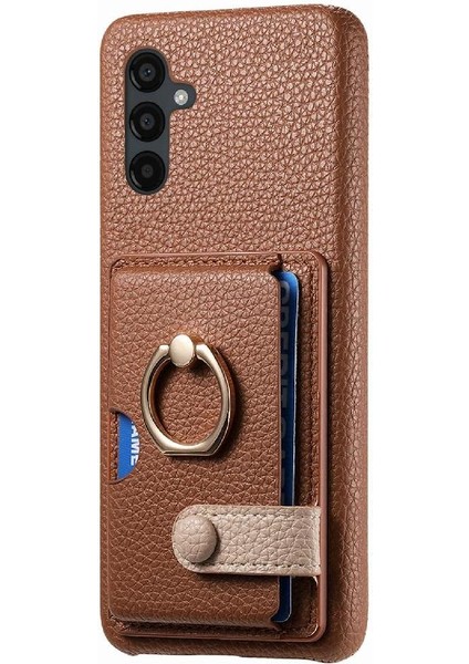 Samsung Galaxy A24 Kart Yuvaları Halka Standı Premium Dokulu Deri (Yurt Dışından)