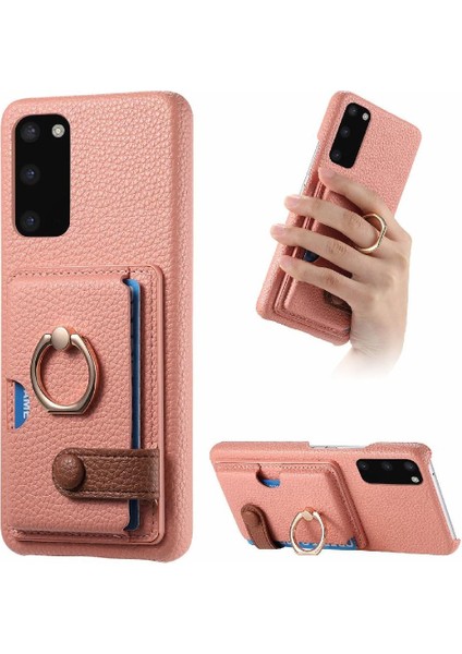 Samsung Galaxy S20 Artı Halka Standı Premium Dokulu Deri Kart (Yurt Dışından)