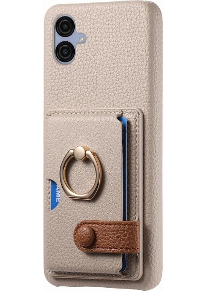 Samsung Galaxy A04E Premium Dokulu Deri Yüzük Standı Kart Yuvaları (Yurt Dışından) fırsatları