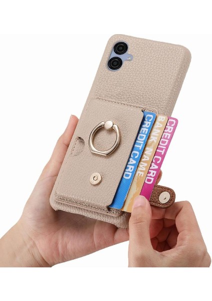 Samsung Galaxy A04E Premium Dokulu Deri Yüzük Standı Kart Yuvaları (Yurt Dışından) indirimleri