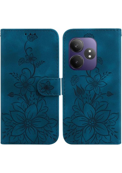 Realme Gt 6 Kabartmalı Zambak Manyetik Kickstand Cüzdan Kartı Için Flip Case (Yurt Dışından)