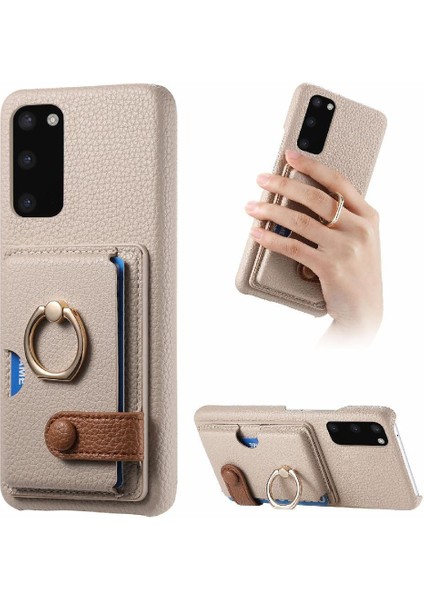 Samsung Galaxy S20 Artı Halka Standı Premium Dokulu Deri Kart (Yurt Dışından)
