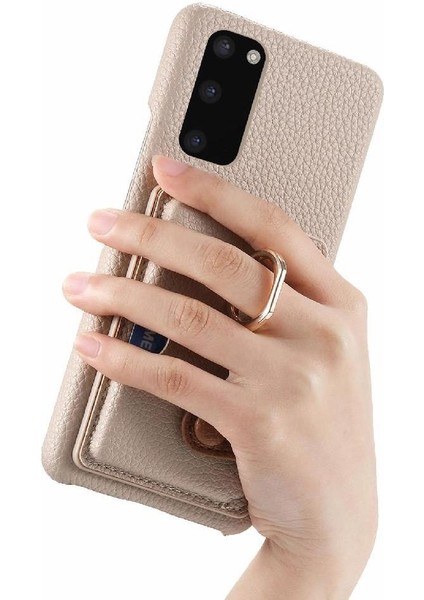 Samsung Galaxy S20 Artı Halka Standı Premium Dokulu Deri Kart (Yurt Dışından) indirimleri