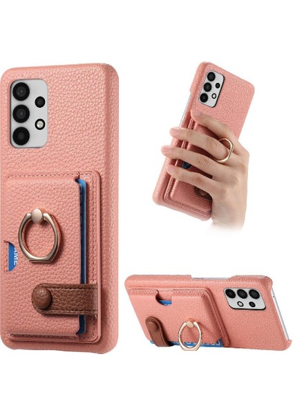 Samsung Galaxy A32 5g Premium Dokulu Deri Kart Yuvaları Halka (Yurt Dışından)