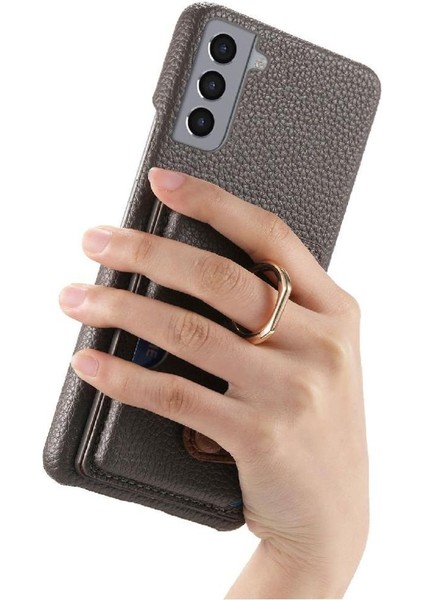 Samsung Galaxy S21 Kart Yuvaları Halka Standı Premium Dokulu Deri (Yurt Dışından) indirimleri