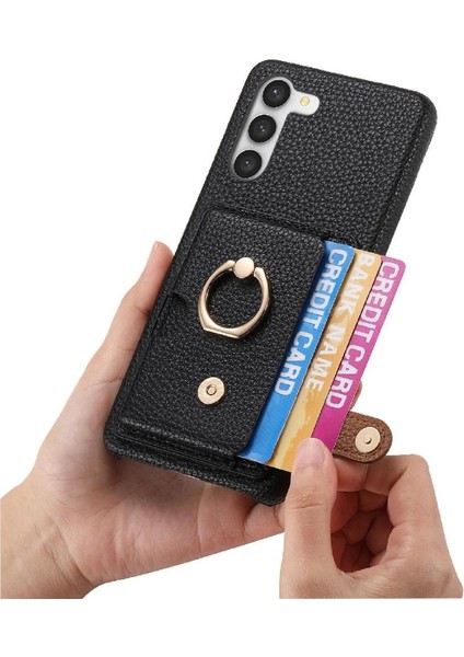 Samsung Galaxy S23 Halka Standı Premium Dokulu Deri Kart Yuvaları (Yurt Dışından) modelleri