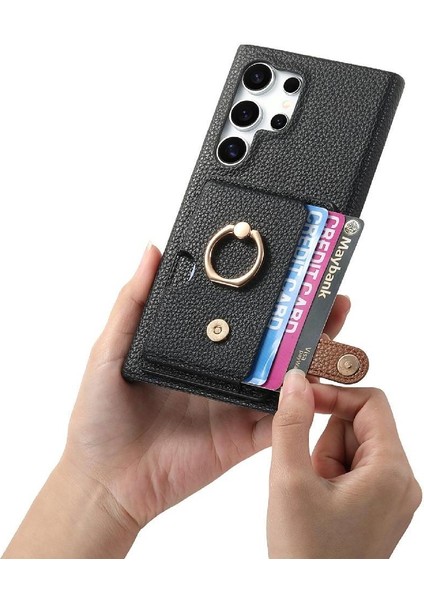 Samsung Galaxy S24 Ultra Halka Standı Premium Dokulu Deri Kılıf (Yurt Dışından) modelleri