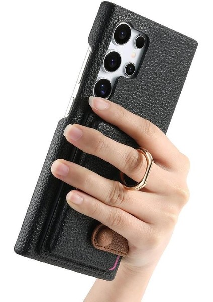 Samsung Galaxy S24 Ultra Halka Standı Premium Dokulu Deri Kılıf (Yurt Dışından) fırsatları